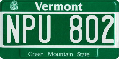 VT license plate NPU802