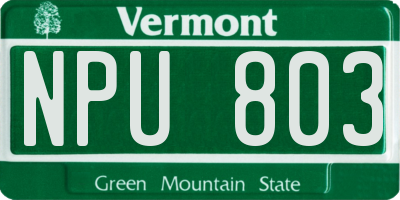VT license plate NPU803
