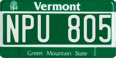 VT license plate NPU805