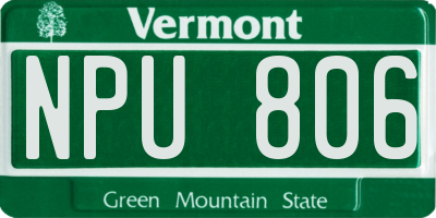 VT license plate NPU806