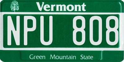 VT license plate NPU808