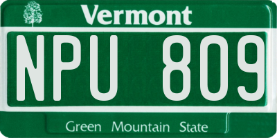 VT license plate NPU809