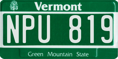 VT license plate NPU819