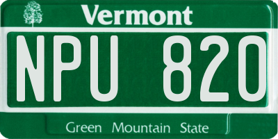VT license plate NPU820