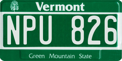 VT license plate NPU826