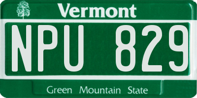 VT license plate NPU829
