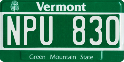 VT license plate NPU830
