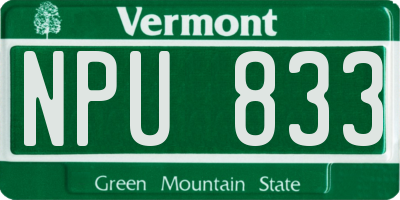 VT license plate NPU833