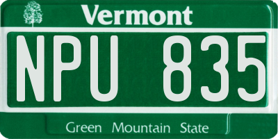 VT license plate NPU835