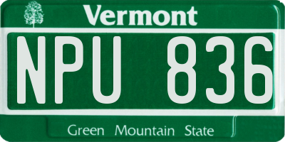VT license plate NPU836