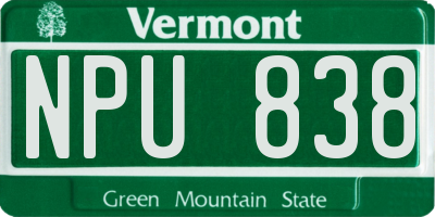 VT license plate NPU838