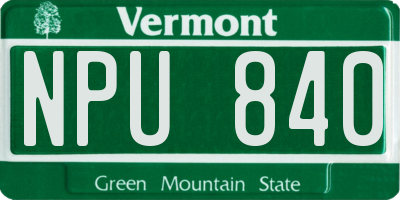 VT license plate NPU840
