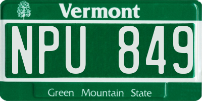 VT license plate NPU849