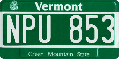 VT license plate NPU853