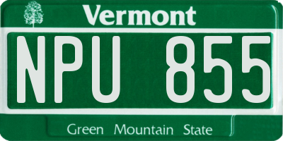 VT license plate NPU855