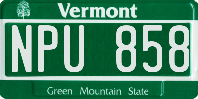 VT license plate NPU858