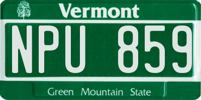 VT license plate NPU859