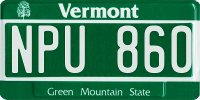 VT license plate NPU860