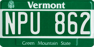 VT license plate NPU862