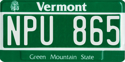 VT license plate NPU865