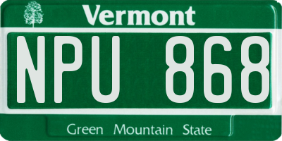 VT license plate NPU868