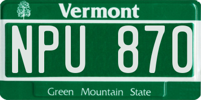 VT license plate NPU870