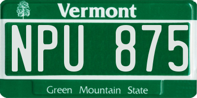 VT license plate NPU875
