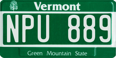 VT license plate NPU889