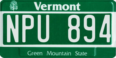 VT license plate NPU894