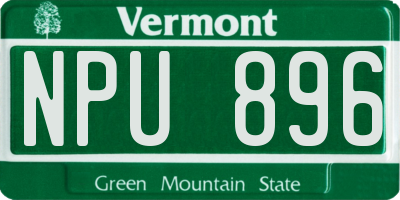 VT license plate NPU896
