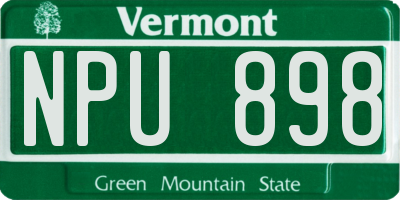 VT license plate NPU898