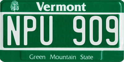 VT license plate NPU909