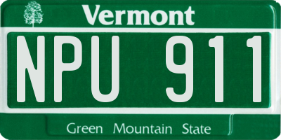 VT license plate NPU911