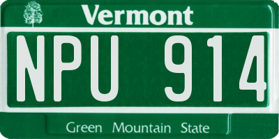 VT license plate NPU914