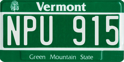 VT license plate NPU915