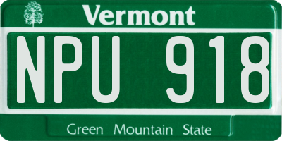 VT license plate NPU918
