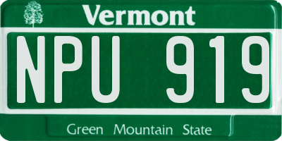VT license plate NPU919