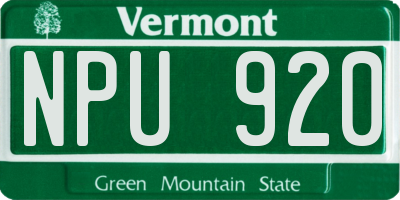 VT license plate NPU920