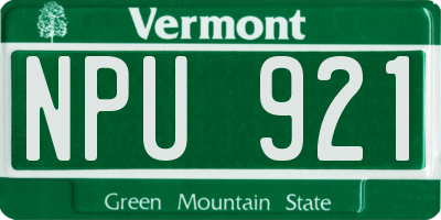VT license plate NPU921