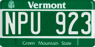 VT license plate NPU923