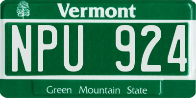 VT license plate NPU924