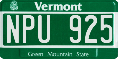 VT license plate NPU925