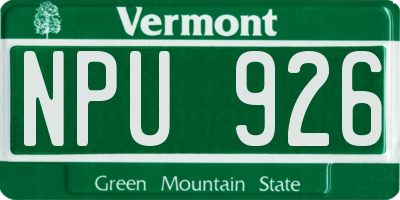 VT license plate NPU926