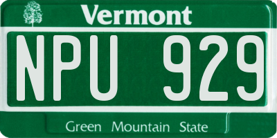 VT license plate NPU929