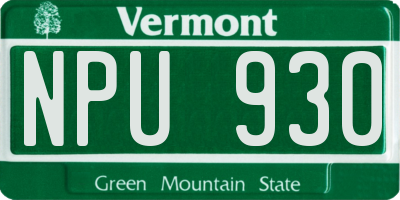 VT license plate NPU930