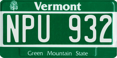VT license plate NPU932