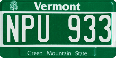 VT license plate NPU933