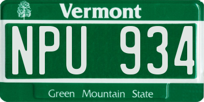 VT license plate NPU934