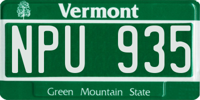 VT license plate NPU935