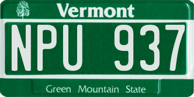 VT license plate NPU937